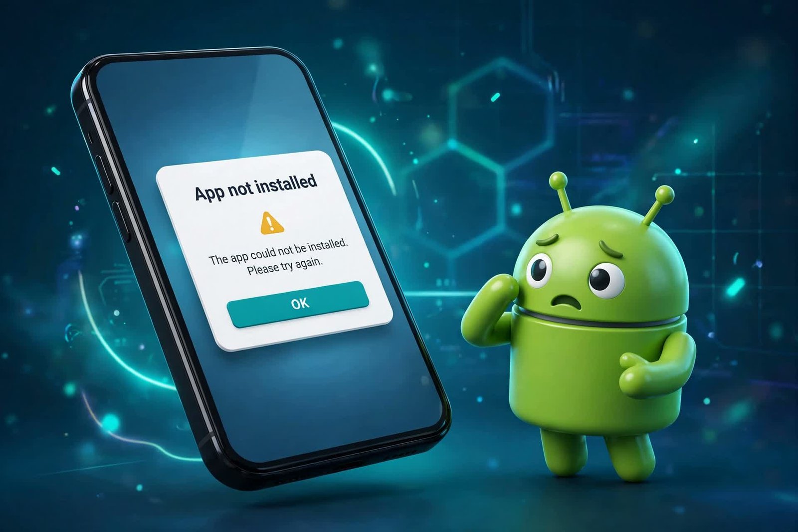 Android phone showing the 'App not installed' error when installing an APK